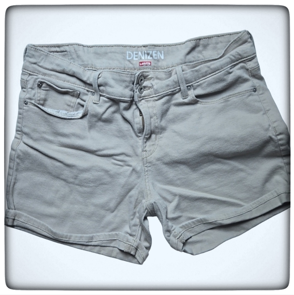 Levi's Denizen Khaki Stretchy Denim Shorts-Size 12